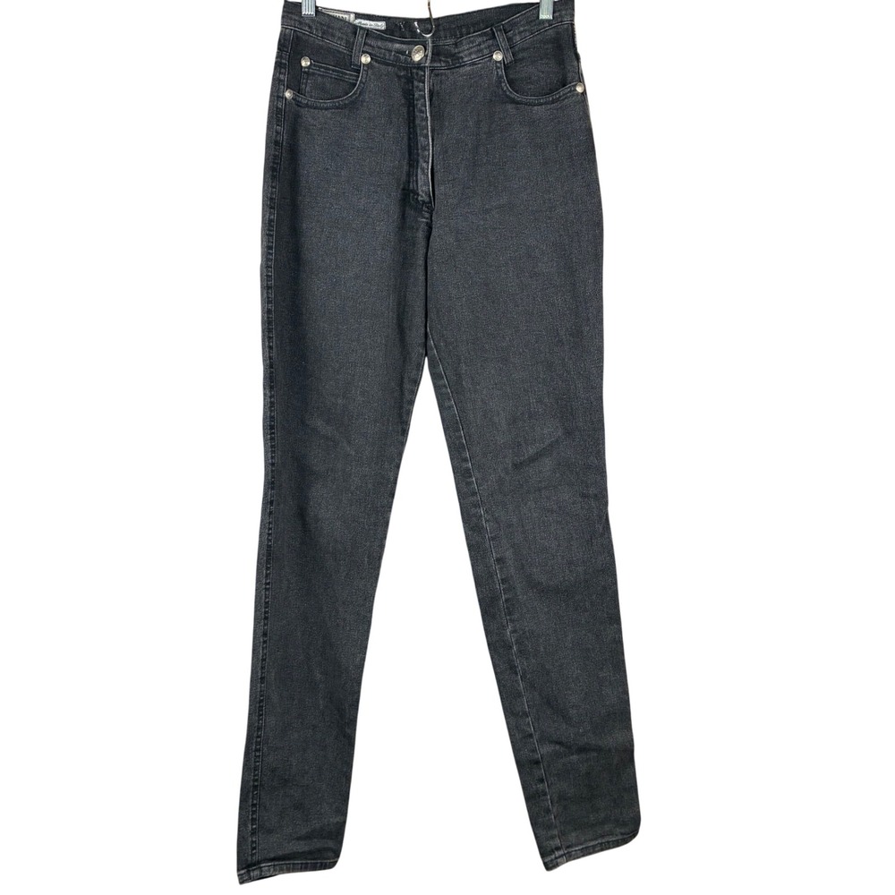 Gianni Versace Vintage High Waisted Medusa Jeans Sz 27 Black Made in Italy